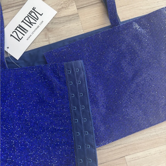 Colbalt Blue Rhinestone Crop Top - Picture 6 of 8